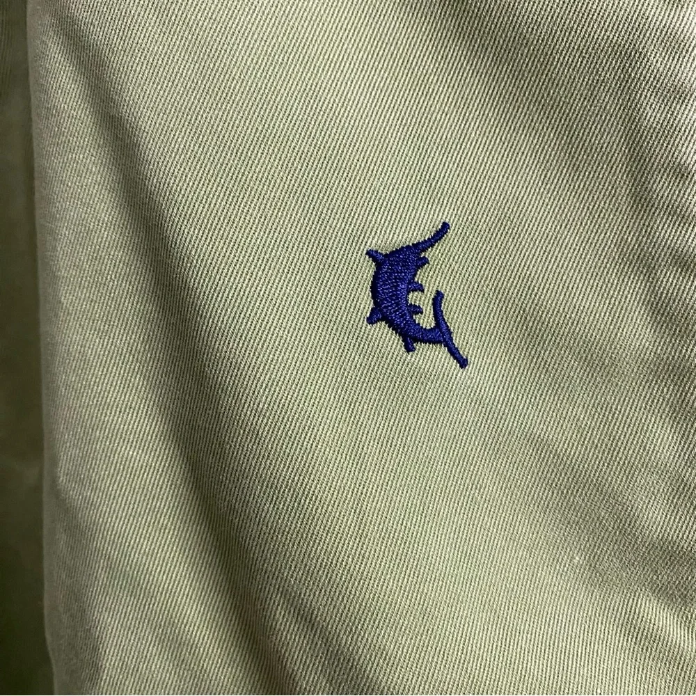 J. Crew VTG “Critter” “Destroyed”Shorts Marlin Embroidery Distressed Green Sz 36